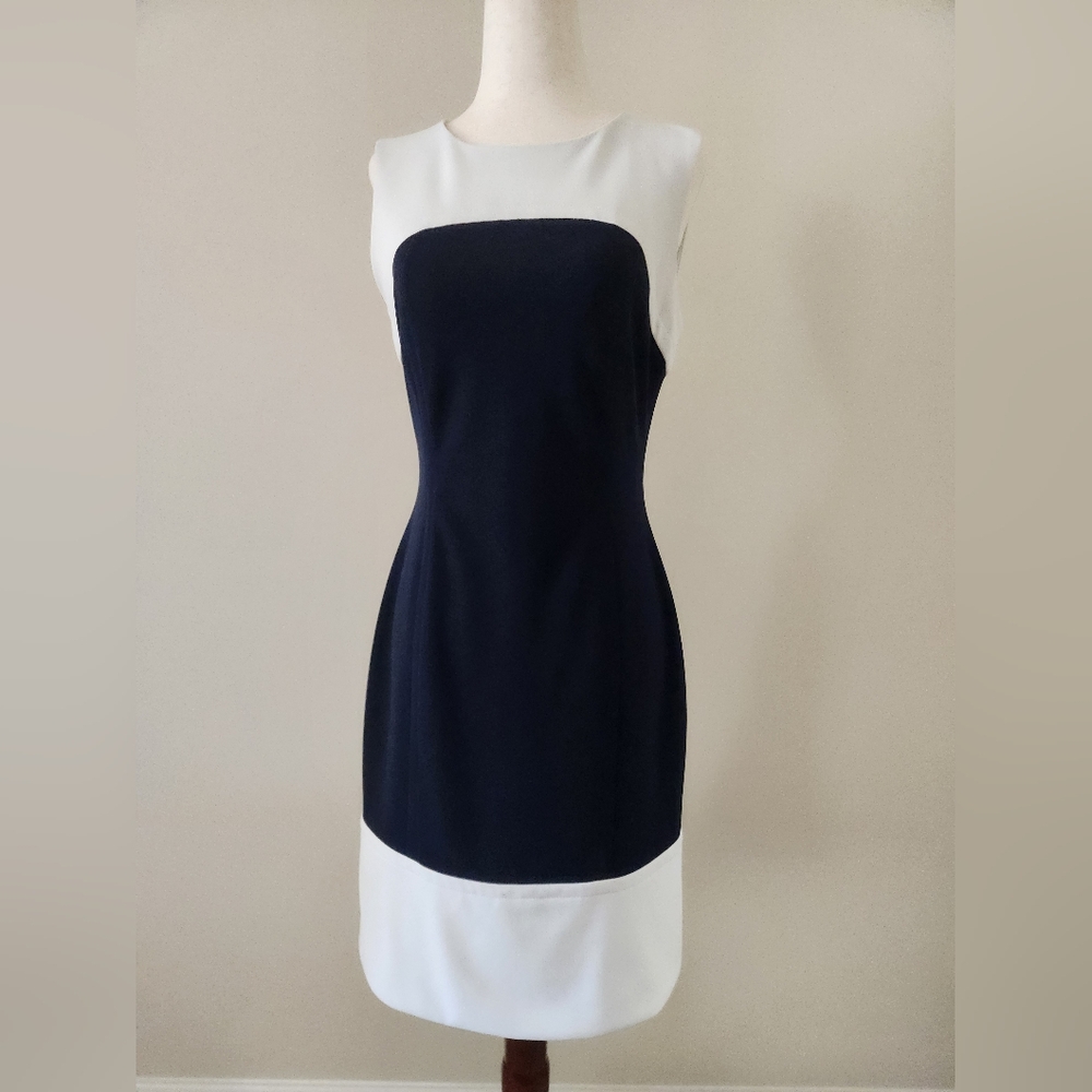 Tommy Hilfiger Elegant Blue and White Sleeveless Dress